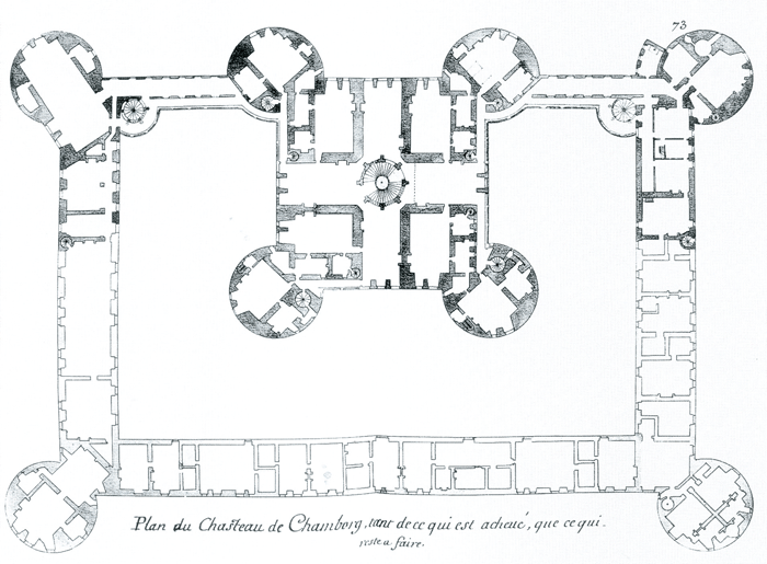 Relevé en plan du rez-de-chaussée du château par André Félibien, 1681