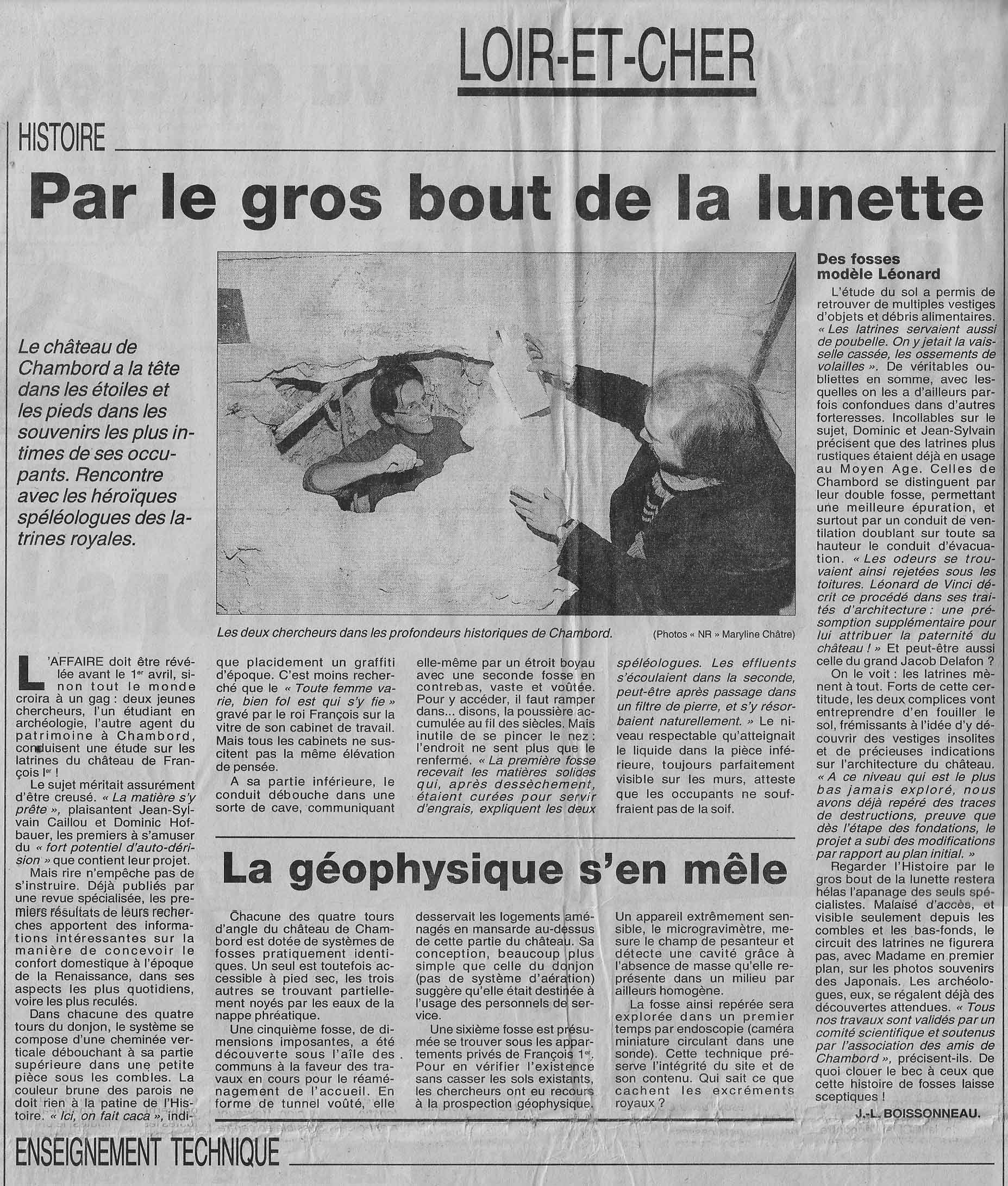 Par le gros bout de la lunette / La Nouvelle République/ Caillou & Hofbauer