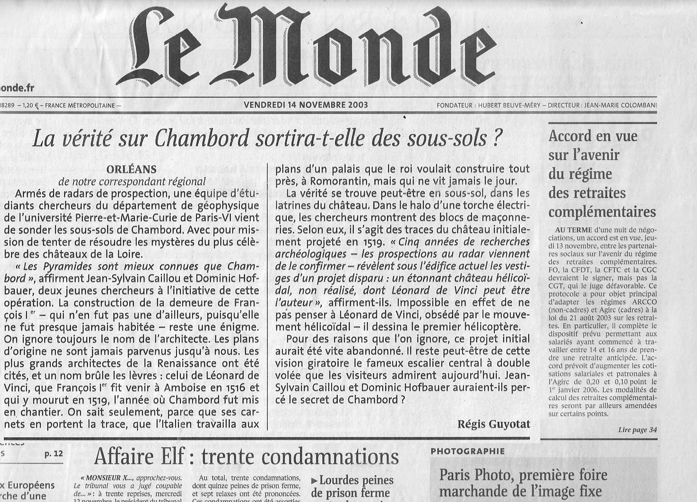 La vérité sur Chambord / Le Monde / Caillou & Hofbauer